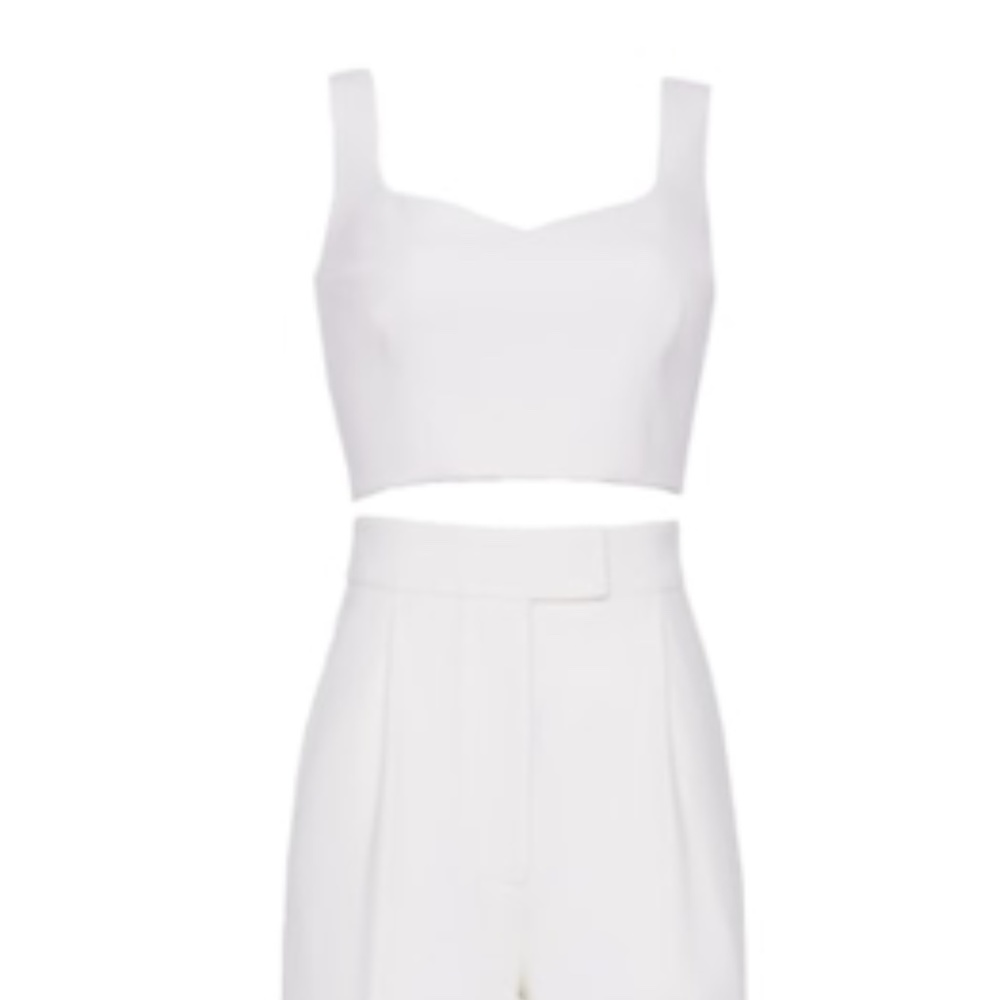White Pant Set with Sleeveless Top, XS, Nomi Fame